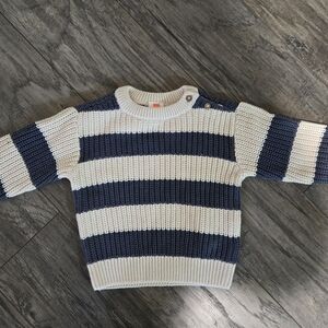 Hem Cream and Navy Knit Sweater